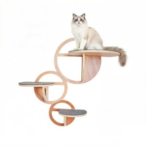 Cat Climbing Wall Shelves Mahogany Plywood 84×78×35cm