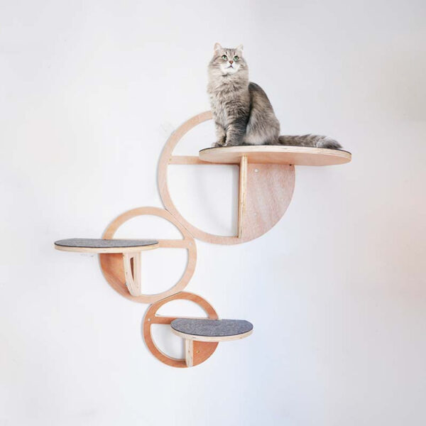 Cat shelves wall climbing wood cat wall shelf set