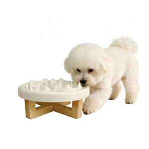 Elevated Slow Feeder Dog Bowl Ceramic 21×21×8.5cm