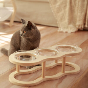 Raised Dog Bowl Stand Plywood 48×19×12.5cm