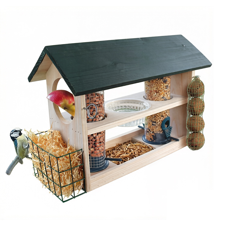 Bird Feeder Solid Wood 39×28×19cm - Image 2