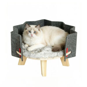 Felt Elevated Cat Bed Wood 50×50×31cm