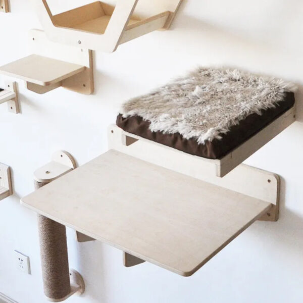 Modern Wall-Mounted Wooden Cat Play Station