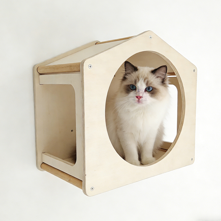 Wall Mounted Cat House Plywood 48×31×45cm - Image 2