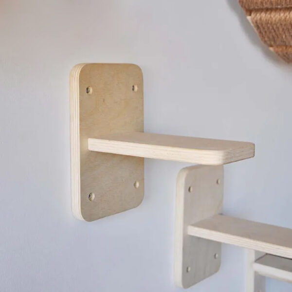 Wall-Mounted Wooden Cat Climbing Frame with Shelves
