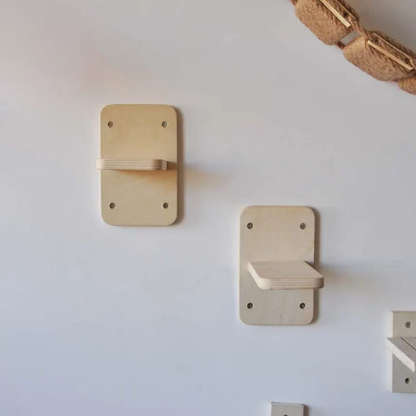 Wall-Mounted Wooden Cat Climbing Frame with Shelves