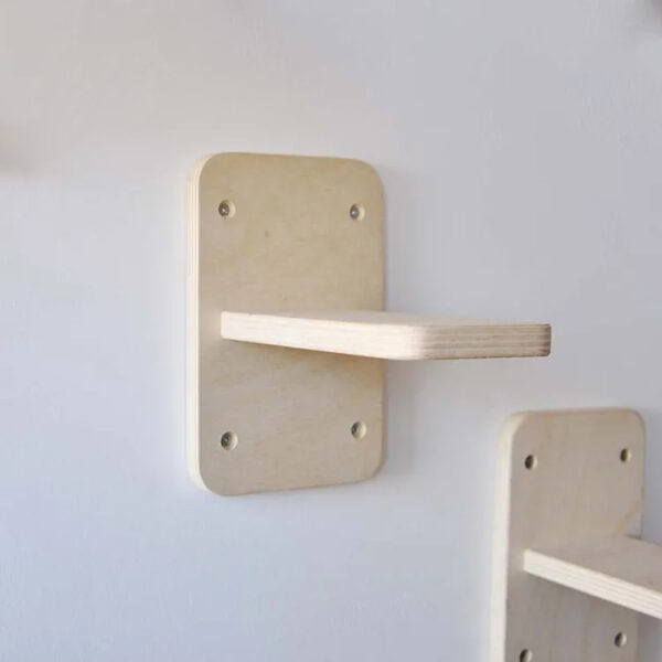 Wall-Mounted Wooden Cat Climbing Frame with Shelves