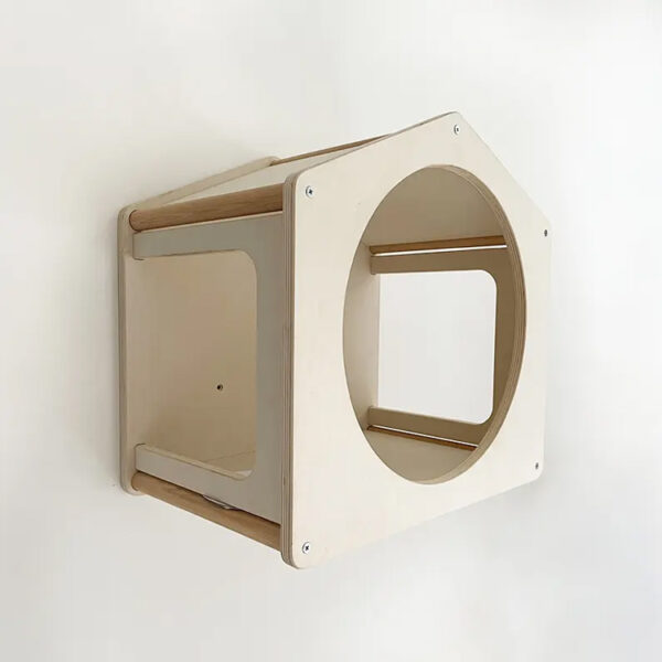 Wall-Mounted Wooden Cat Climbing Gym for Indoor Cats - Space Saving Activity Tower with Perches and Scratching Posts