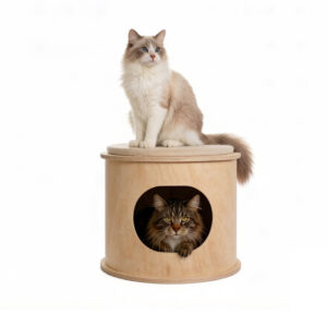 Cat Bed Side Table Plywood 46×46×40cm