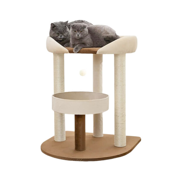 Modern Multi-Level Cat Tower with Oversized Perch Bed