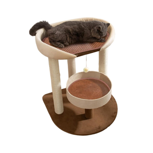 Modern Multi-Level Cat Tower with Oversized Perch Bed