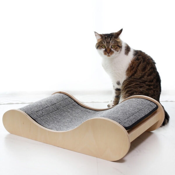 Wave-Design Cat Scratcher and Perch with Eco-Friendly Bed