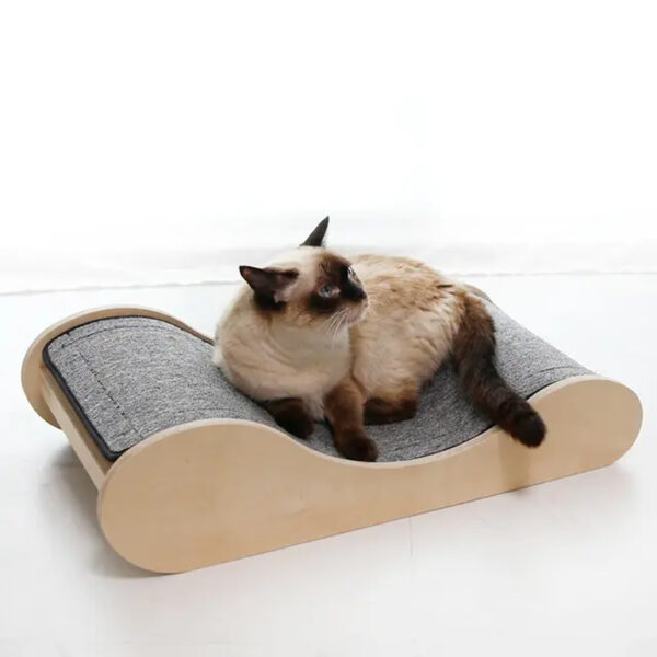Wave-Design Cat Scratcher and Perch with Eco-Friendly Bed