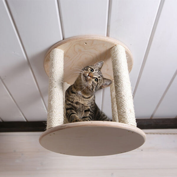 Ceiling-Mounted Cat Climbing Shelf with Rope Wrapping
