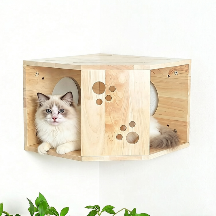 Corner Cat Wall Perch Plywood 40×40×30cm