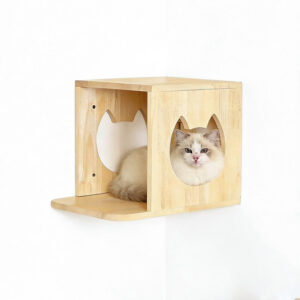 Corner Wall Cat Bed Pine Wood 40×30×30cm