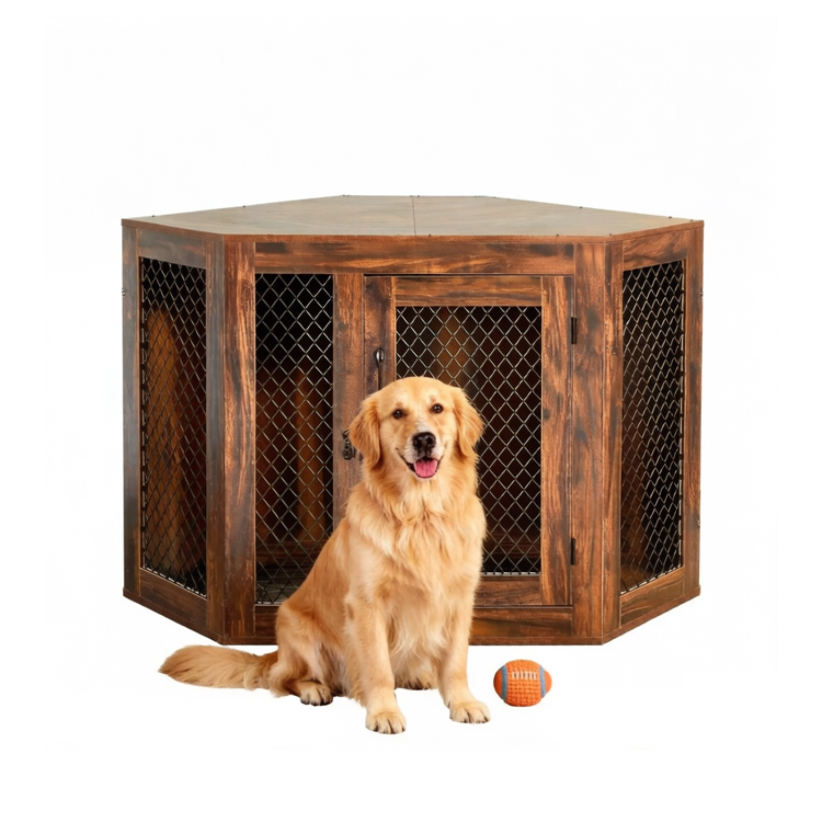 Modern Dog Crate Wood & Metal 132×58×70cm