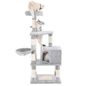Multi-Level Cat Tree with Scratching Posts and Plush Condo