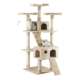 Multi-level Cat Tree Tower with Condos, Scratching Posts, and Toys