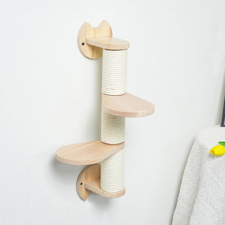 Wall-Mounted Cat Climbing Shelf with Jute Scratching Post