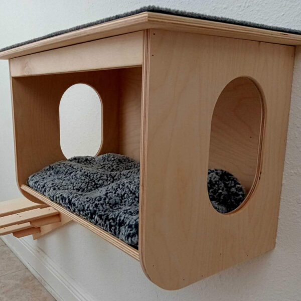 Wall-Mounted Wooden Cat Bed
