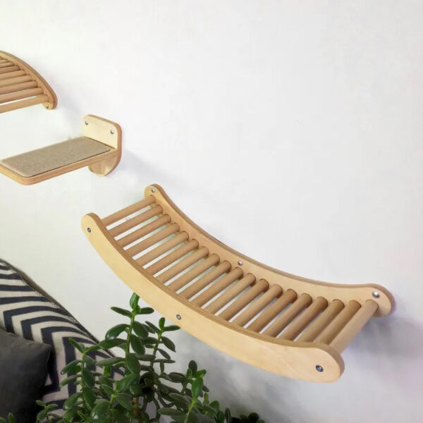 Wooden Wave-shaped Cat Climbing Ladder