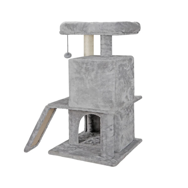 Cat Patio Multi Level Multi-Level Cat Tree with Dual Condos, Scratching Ramp, and Plush ...