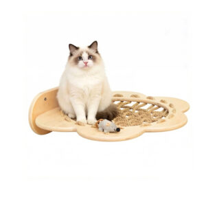 Flower-Shape Floating Cat Bed Plywood 49.5×52.5cm