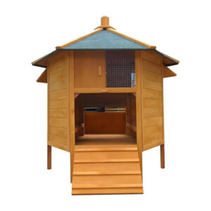 Hexagonal Wooden Chicken Coop with Nest Box & Ramp