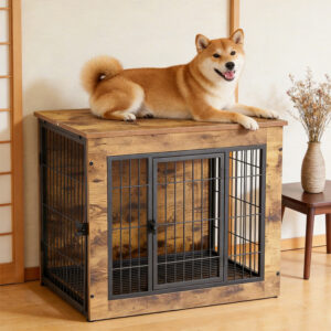 Indoor Dog Crate Wood & Metal 64×50×60cm