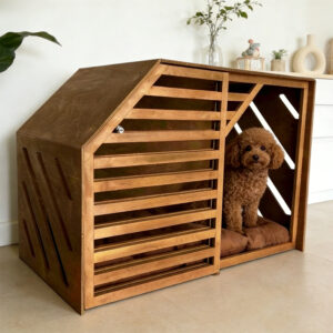 Indoor Dog House Bed Solid Wood 100×65×60cm