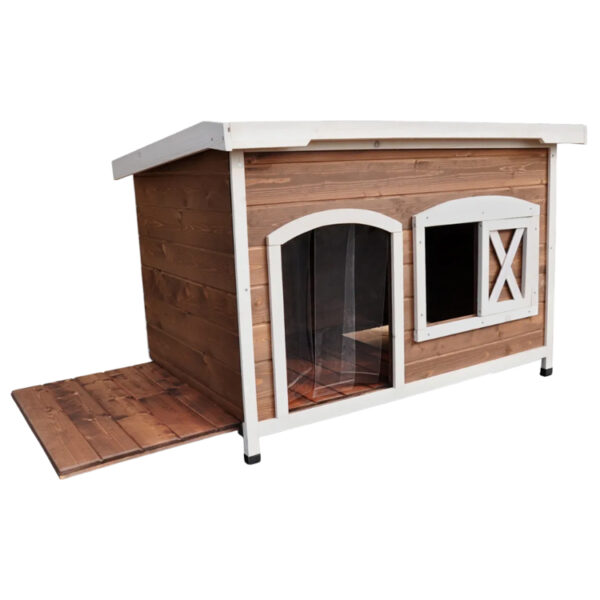 Large Flat Roof Wooden Dog Kennel