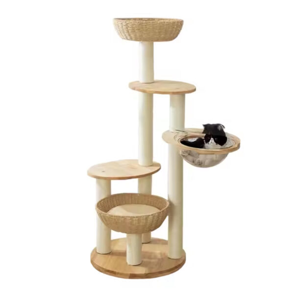 Large Plush Wooden Cat Climbing Tower