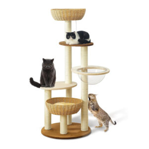 Large Plush Wooden Cat Climbing Tower