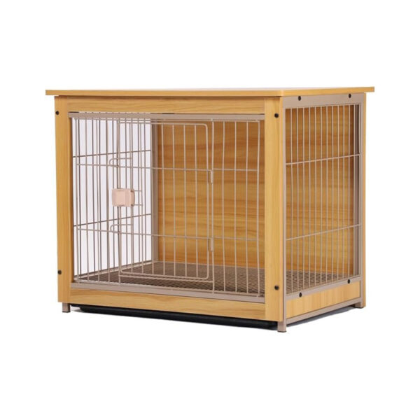 Modern Indoor Dog Crate with Wheels and End Table Design