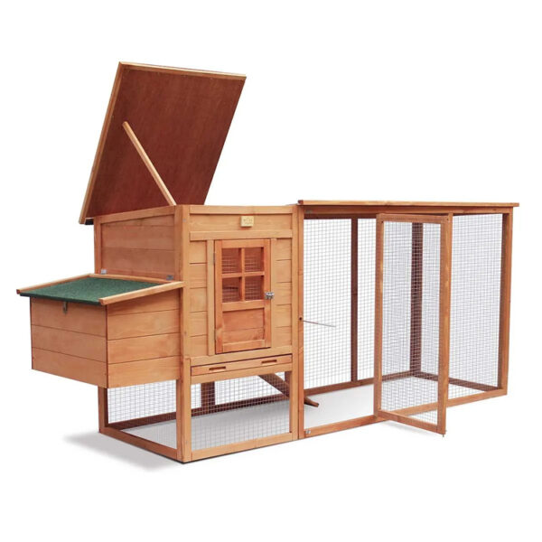 Ventilated Chicken Coop and Rabbit Hutch with Waterproof Roof & Run