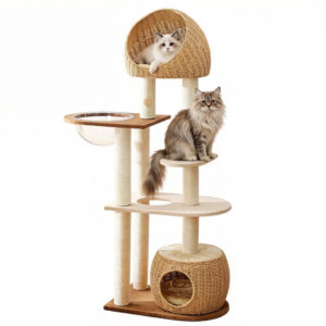 Wood Cat Tree Condo For Large Cats 60×40×150cm