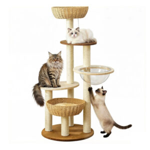 Wood Cat Tree With Condo 46×46×135cm