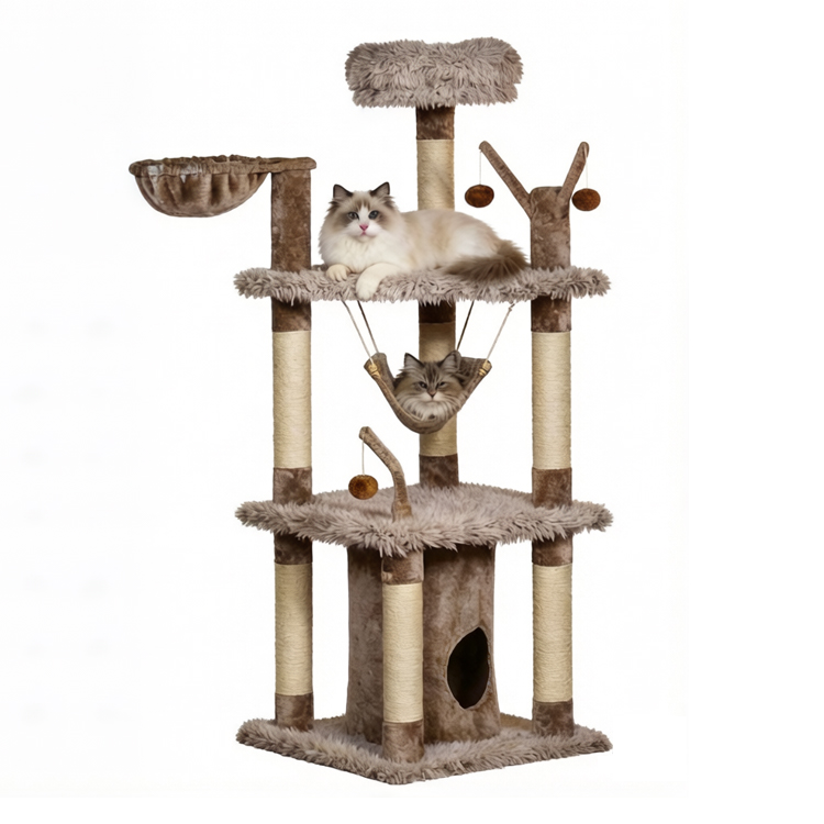 Wood Cat Tree With Hammock Customized