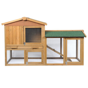 Wooden Chicken Coop and Rabbit Hutch with Wire Mesh and Lockable Doors​