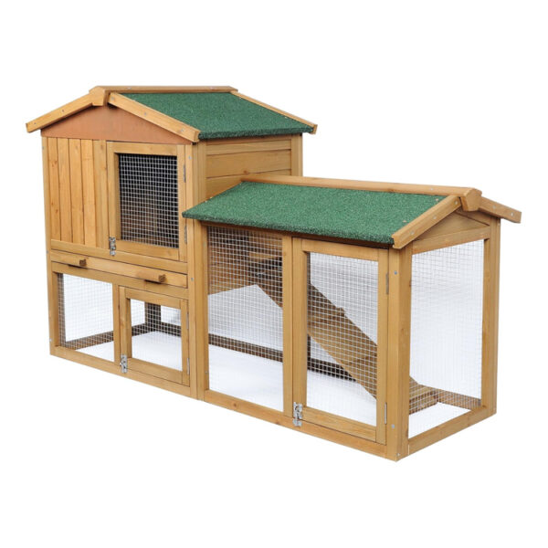 Wooden Chicken Coop and Rabbit Hutch with Wire Mesh and Lockable Doors​