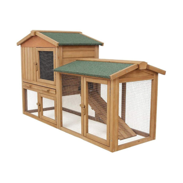 Wooden Chicken Coop and Rabbit Hutch with Wire Mesh and Lockable Doors​
