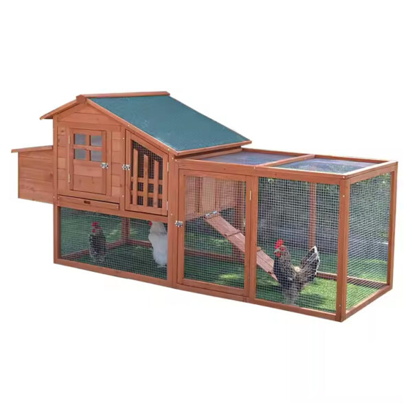 Wooden Chicken Coop with Nesting Box and Run
