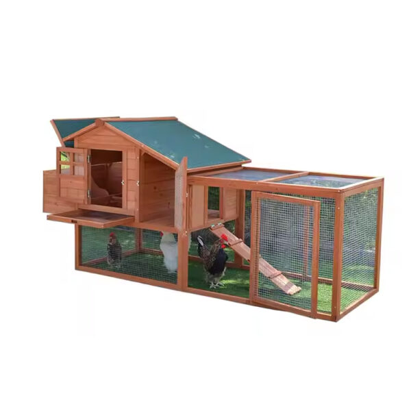 Wooden Chicken Coop with Nesting Box and Run