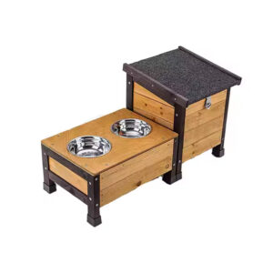 Wooden Elevated Pet Feeder Stand with Bowls​