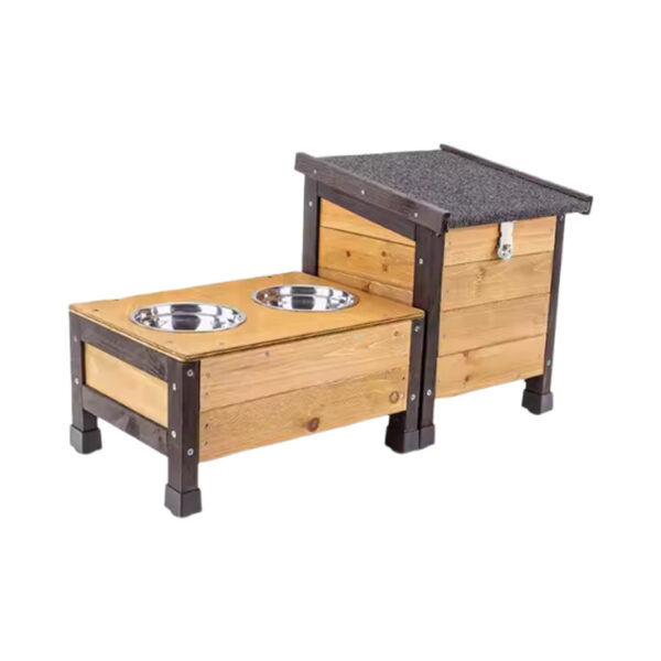 Wooden Elevated Pet Feeder Stand with Bowls​