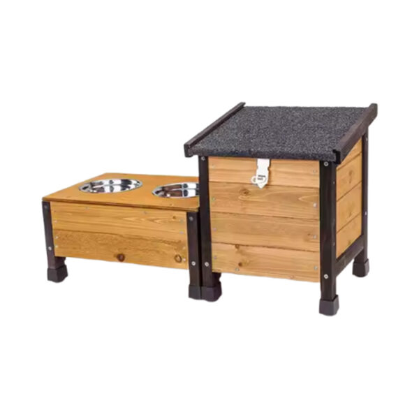 Wooden Elevated Pet Feeder Stand with Bowls​