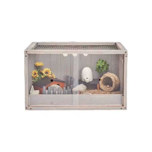 Wooden Hamster Cage with Clear Plastic Panels​