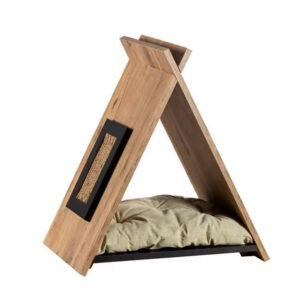 Wooden Pet Bed with Integrated Scratcher