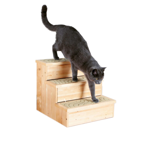 Wooden Pet Stairs with Storage & Non-Slip Steps